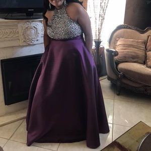 Purple & silver gem prom dress